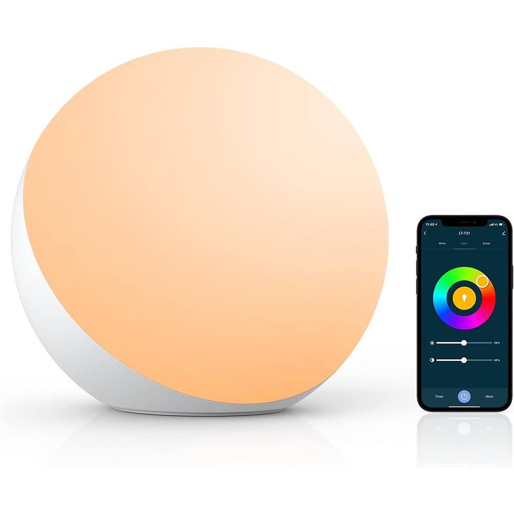 PARKER SLATER - Smart RGB Table Lamp, Dimmable LED Desk Lamp with APP/Voice Control, Touch Night Light for Bedroom - White
