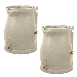 Good Ideas - Rain Wizard 50 Gallon Plastic Rain Barrel Urn, Sandstone (2 Pack)