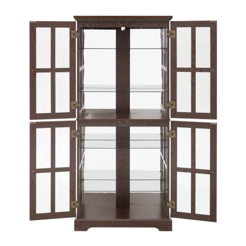 Alt View 4. LUCKY ONE - Freestanding Antique Curio Display Cabinet with Glass Doors Adjustable Shelves E26 Bulb for Collectibles - Cherry.