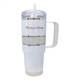 Nordic Company - Michigan State Spartans 32oz. MyBevi Rhinestone Hollywood Travel Mug - White