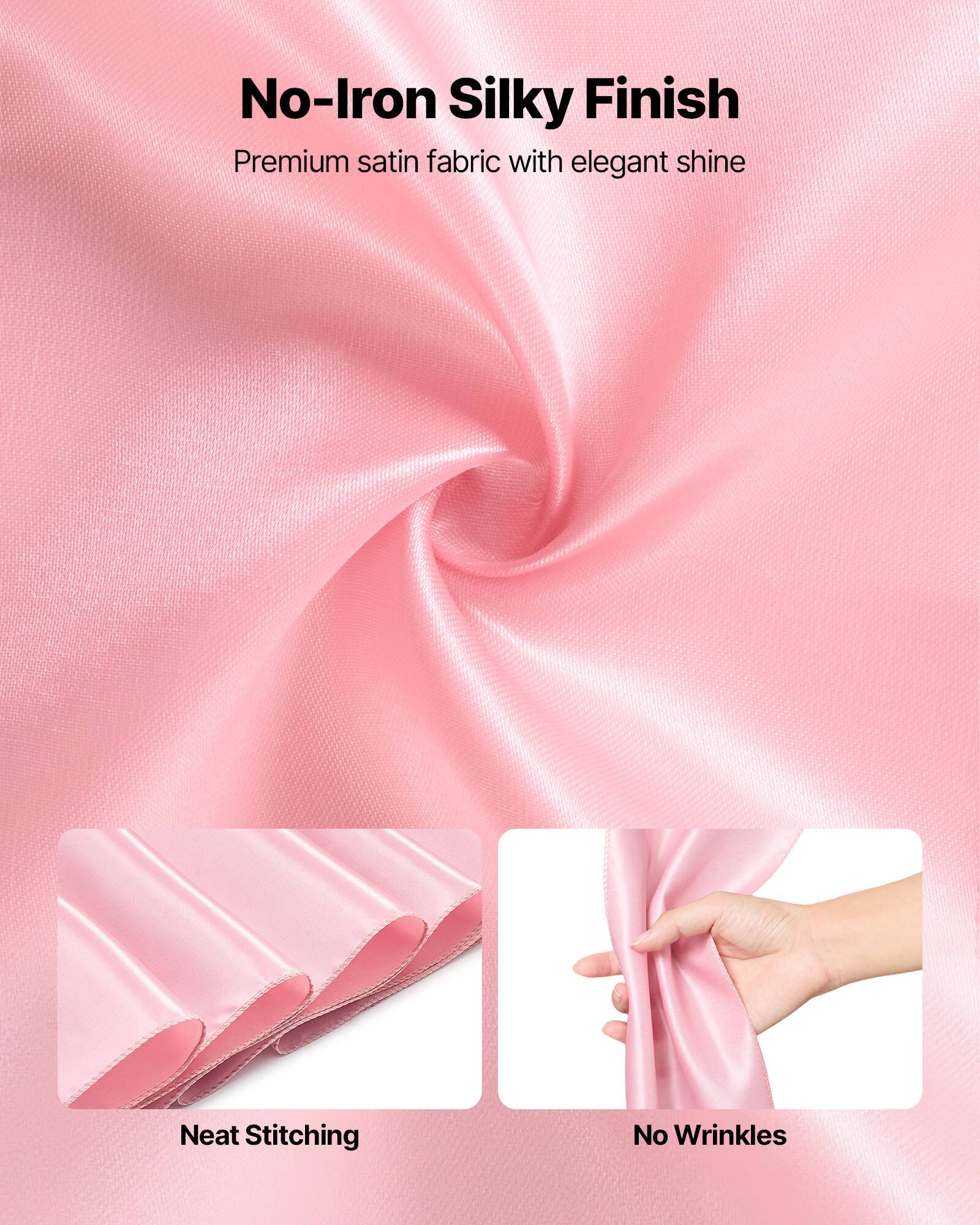 No-Iron Silky Finish  
Premium satin fabric with elegant shine  

Neat Stitching  
No Wrinkles