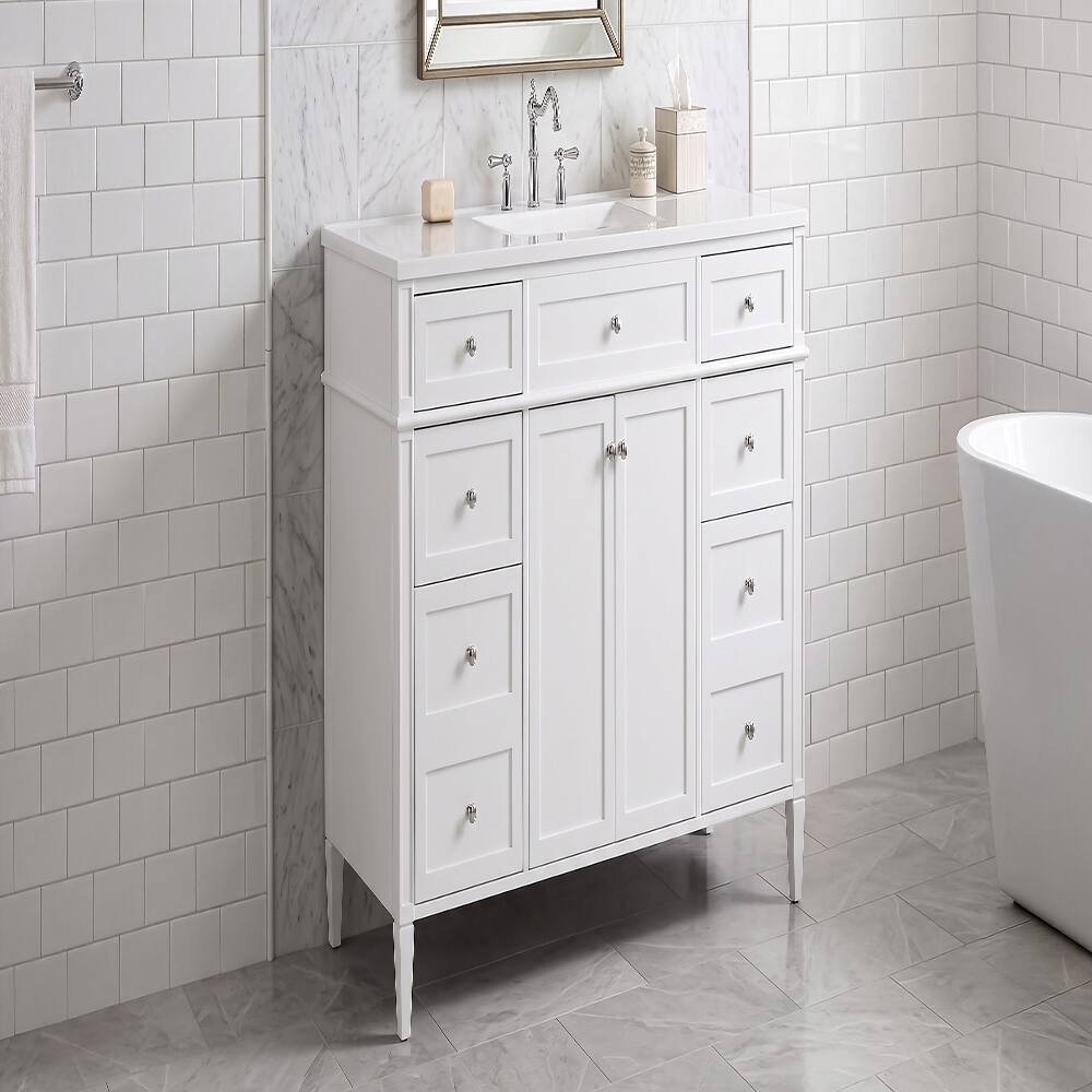 Left. Loheer - Loheer 48 inch bathroom vanity with sink White freestanding vanity cabinet - White.