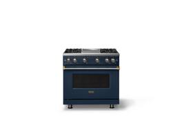 Viking - 36 in. Wide 4 Burner Pro 5 Series 5.1 Cu. Ft. Freestanding Sealed 4 Burner LP Gas Convection Range with Brushed Brass - Slate Blue