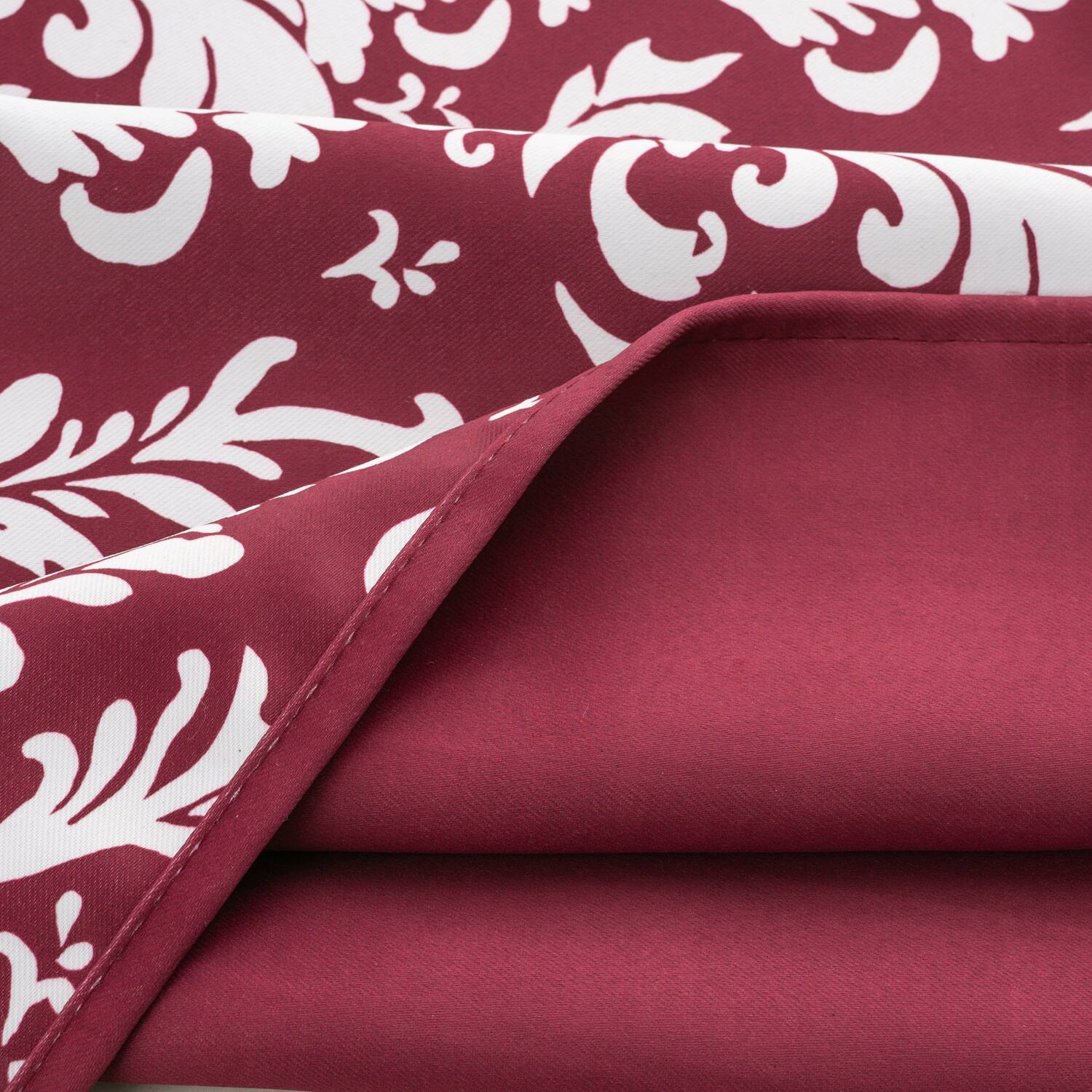 Back. Olivia Gray - Olivia Gray 100% Polyester 190 GSM Cressida Reversible Blackout Grommet Curtain Panel 54" x 90" Burgundy - Burgundy.