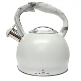 Emeril Lagasse - 3.2 Qt Whistling Tea Kettle, Stainless Steel, Induction, Cool Grip Handle - White