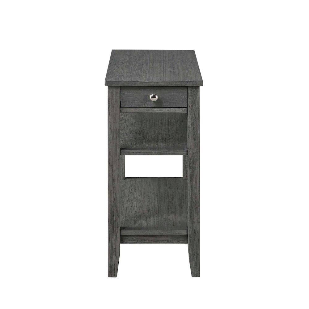 Left. FurniFact - Chairside End Table with Drawer - Wirebrush Dark Gray.