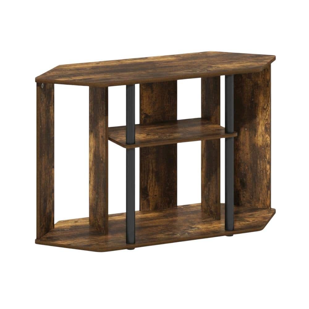 FurniFact - Wood TV Stand, Plastic Poles, Up to 43-Inch Screen in Amber Pine, Black - Brown Black price history on PriceWatchPro