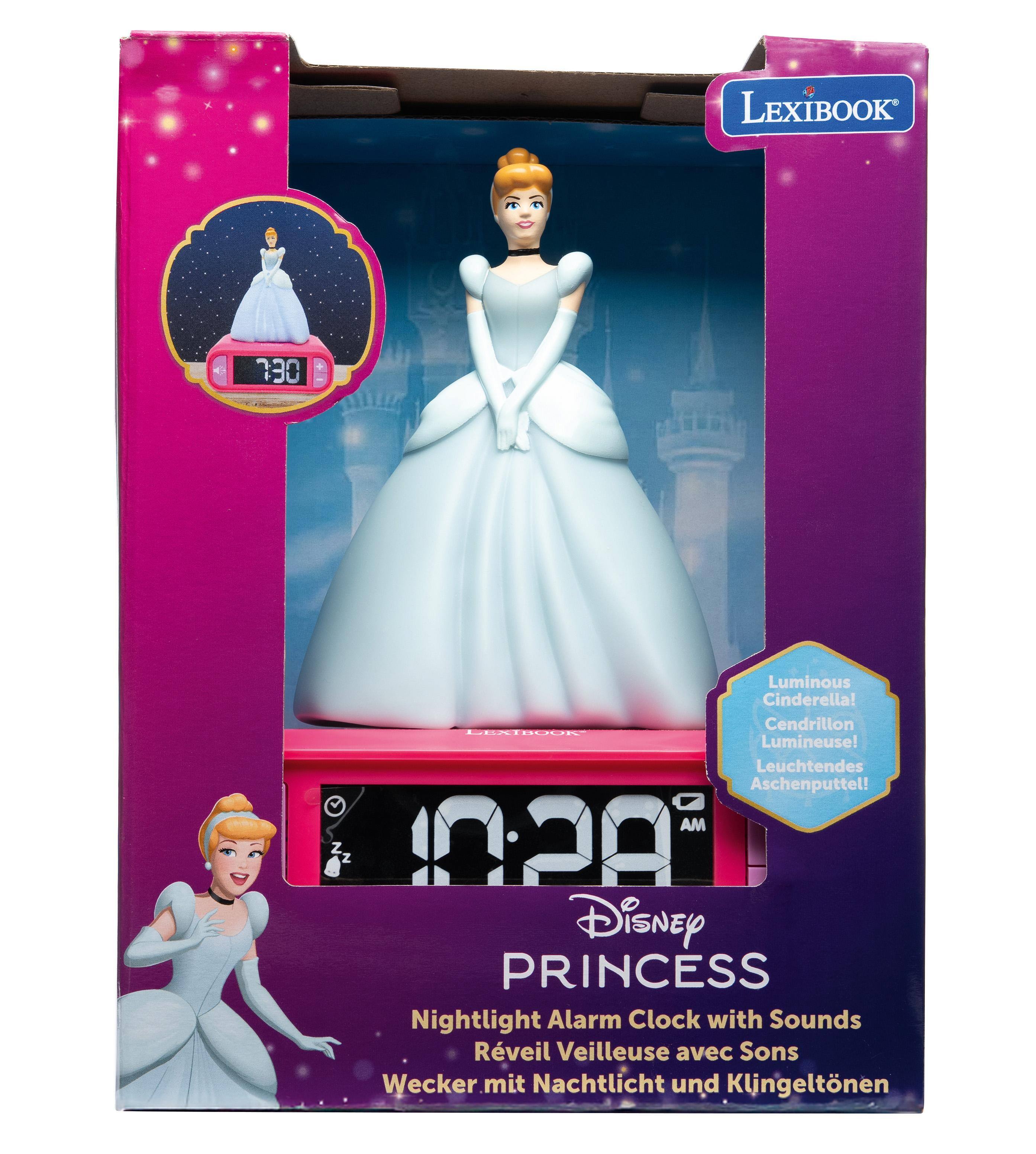 LEXIBOOK 730 Luminous Cinderella! Cendrillon LEAIRUUS Lumineuse! Leuchtendes Aschenputtel! AM Z Zz Z 10:20 Disney PRINCESS Nightlight Alarm Clock with Sounds Rveil Veilleuse avec Sons Wecker mit Nachtlicht und Klingeltonen