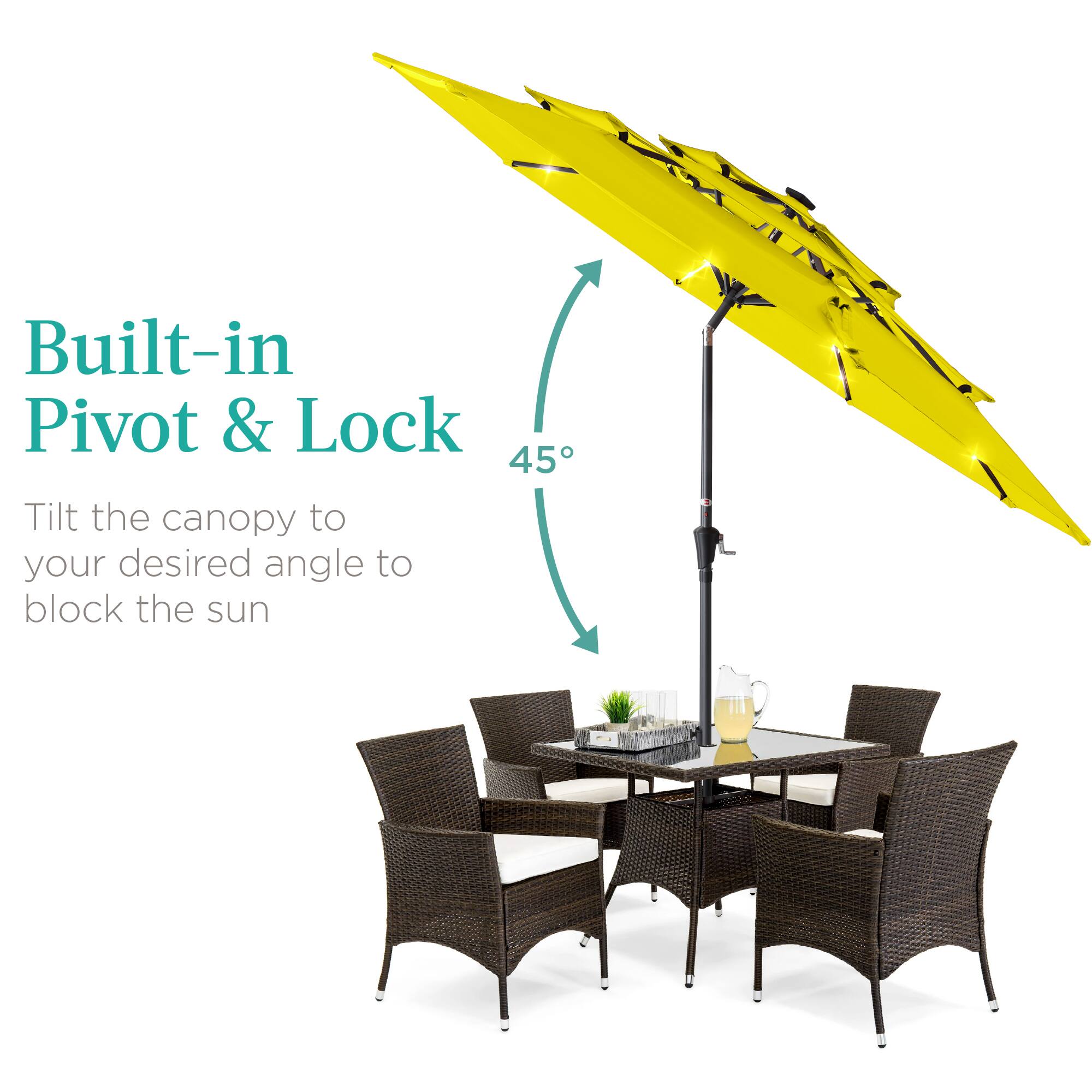 Built-in Pivot & Lock

Tilt the canopy to your desired angle to block the sun

45°