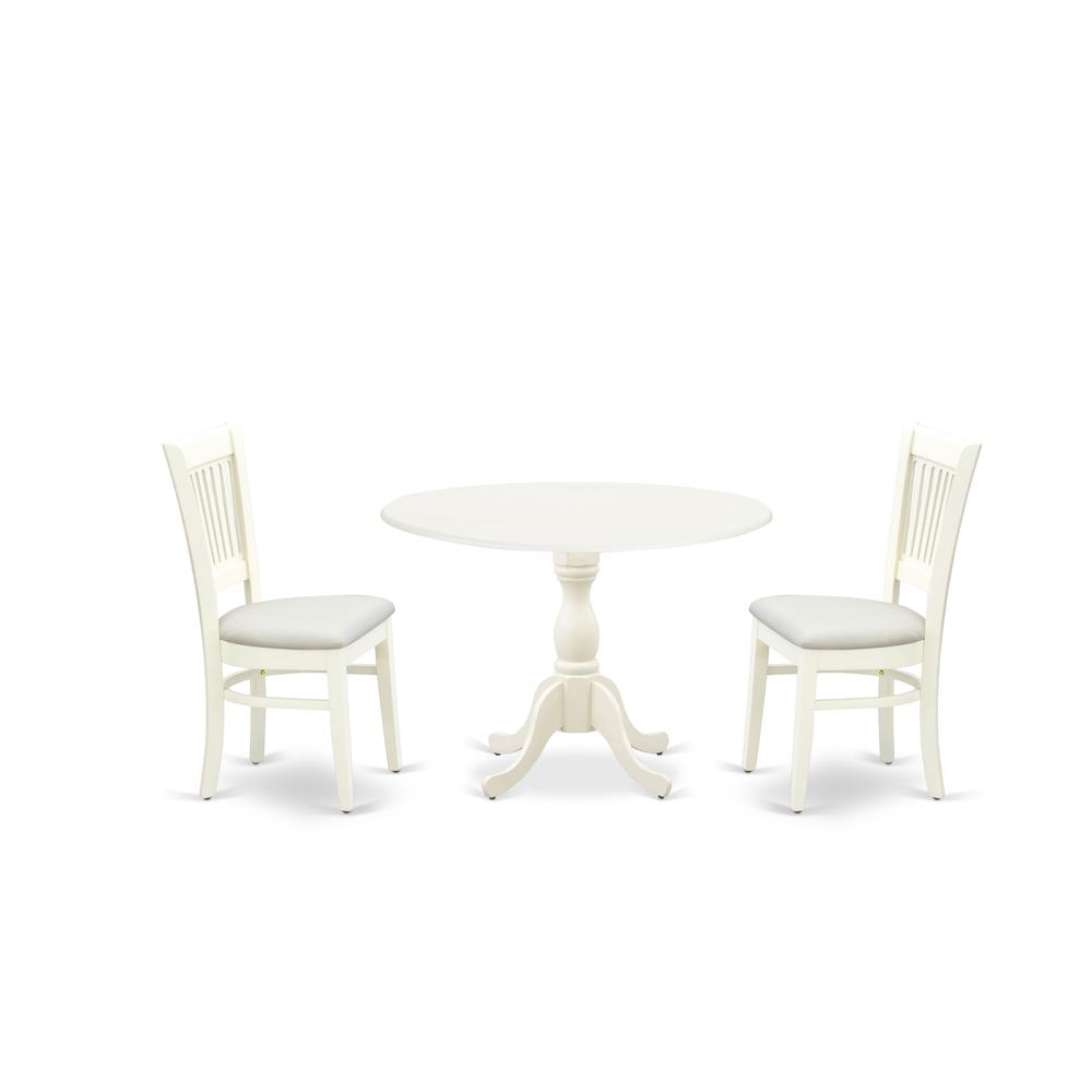 Left. East West Furniture - East West Furniture - DMVA3-LWH-C - 3-Piece Modern Dining Table Set- 2 Mid Century Dining Chairs with Linen Fabric Seat - Linen White.