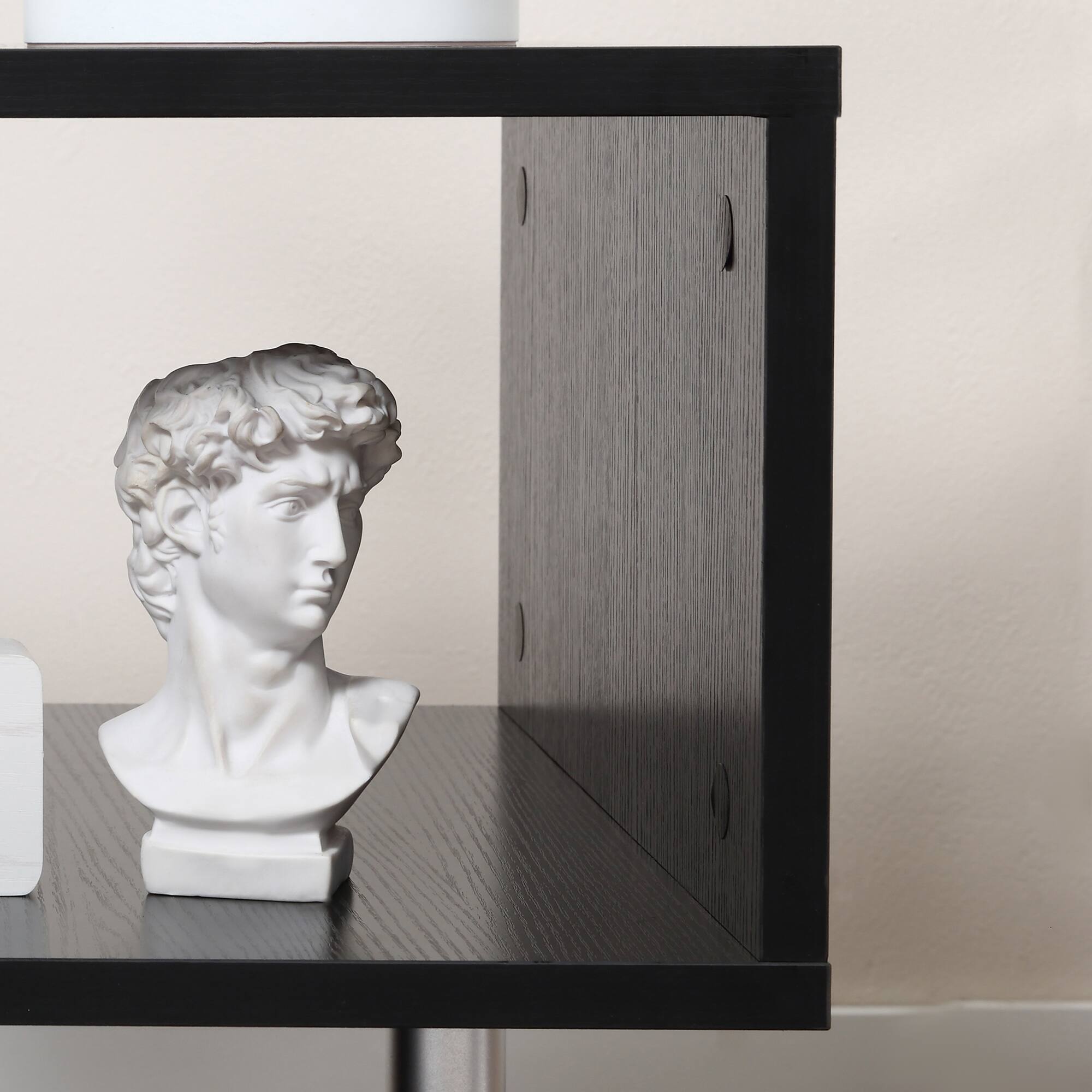 Alt View 8. Homcom - 20" Modern End Table, Accent Side Table, S-Shaped Coffee Table with Storage Shelf and Steel Poles - black.