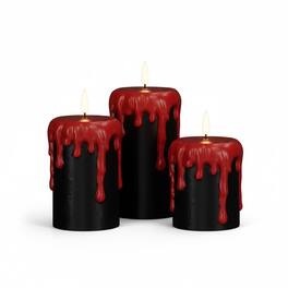 FINEAK - 3 Pack Flameless Pillar Candles 4"/5"/6",Battery-Operated with 6H Timer - Black