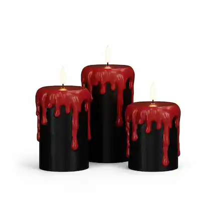 Front. FINEAK - 3 Pack Flameless Black Pillar Candles 4"/5"/6",Battery-Operated with 6H Timer - Black.