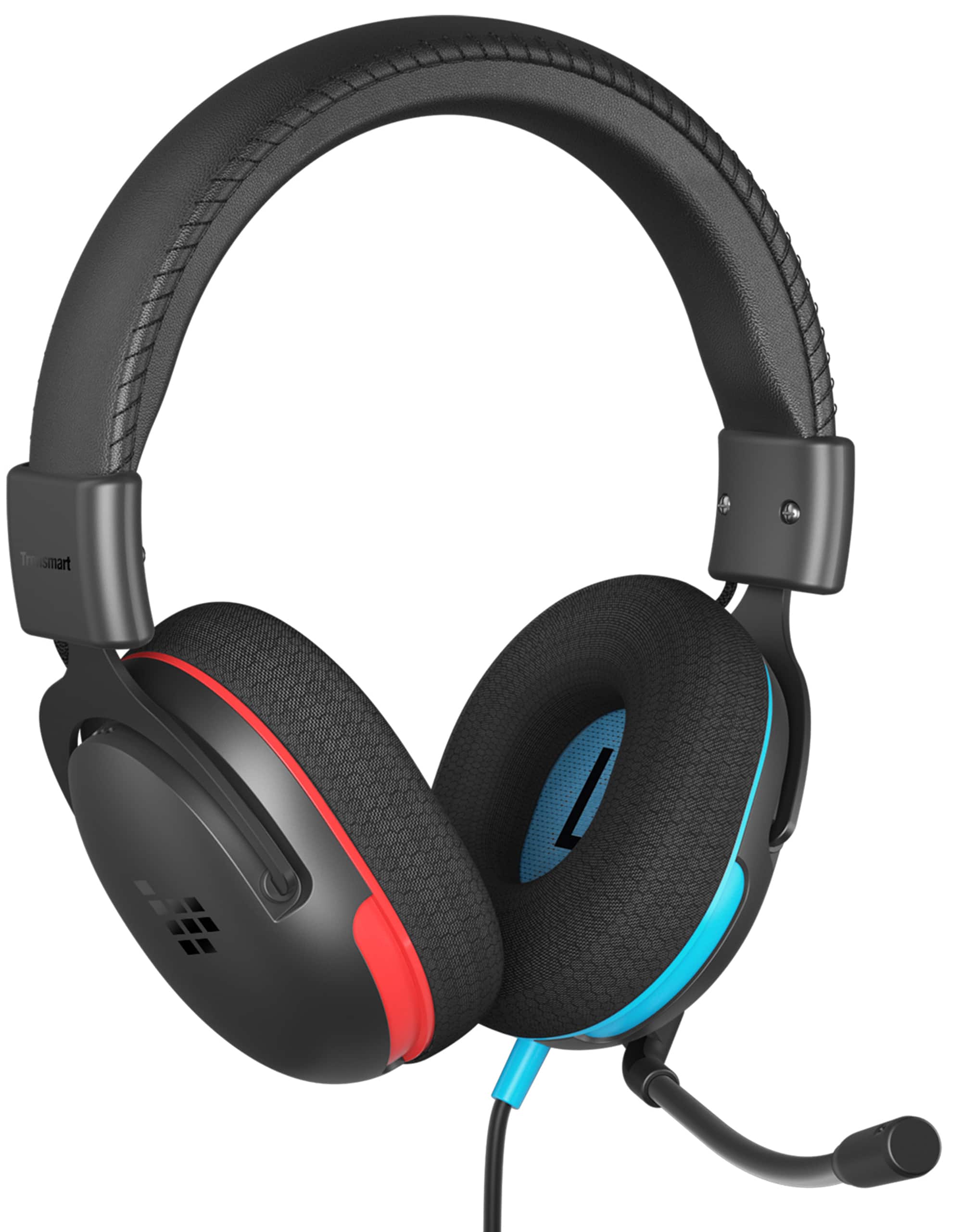 Left. Tronsmart - Multiplatform Gaming Headset with 3.5mm Wired Connection for Nintendo Switch 2, PlayStation, Xbox, PC & Mobile - Switch/Red/Black.