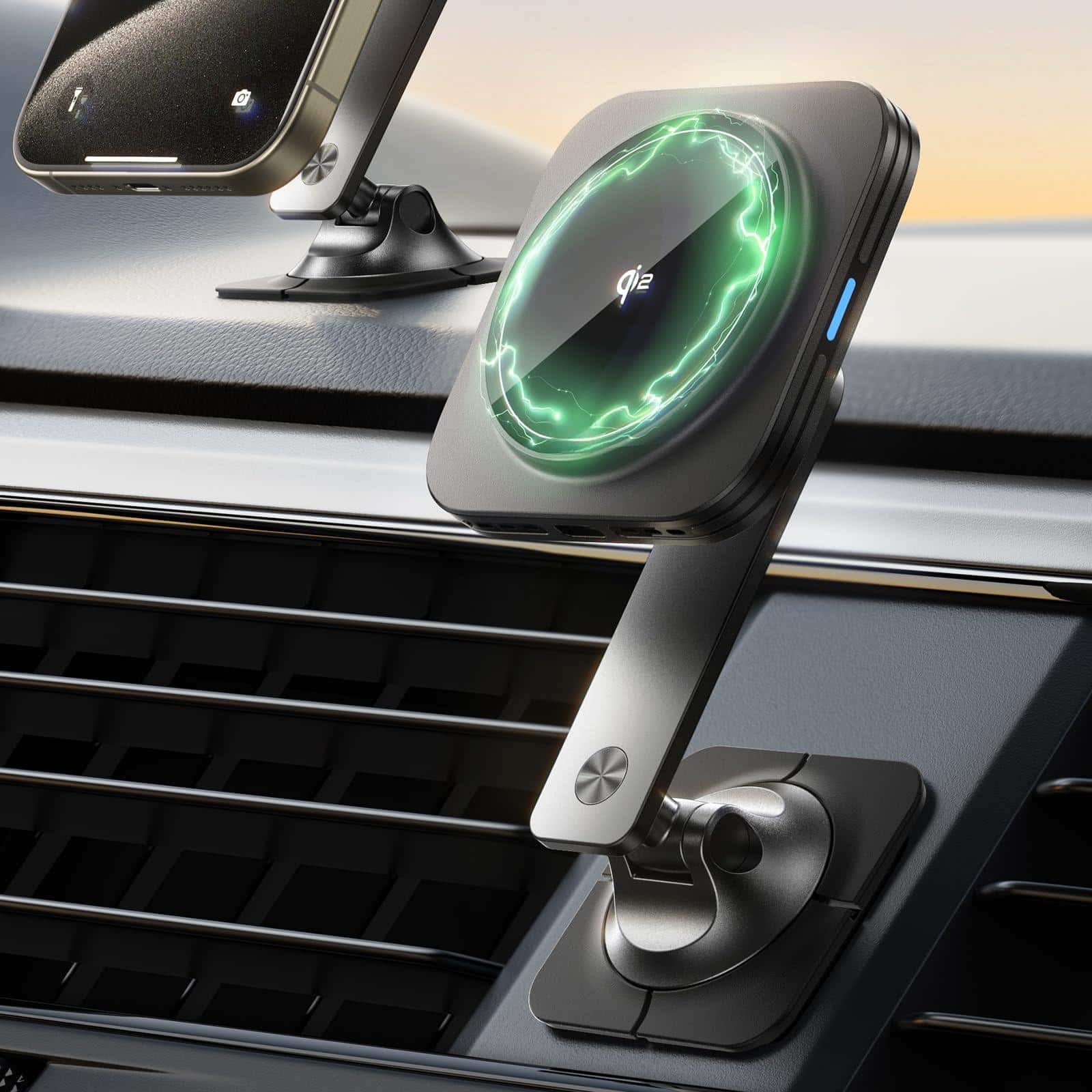 Empire DigiLabs - For Magsafe Car Mount With Cryoboost Phone Magnetic Wireless Charging Air Vent dashboard Holder S25 Fast - Qi2 15W Dashboard Car Charger