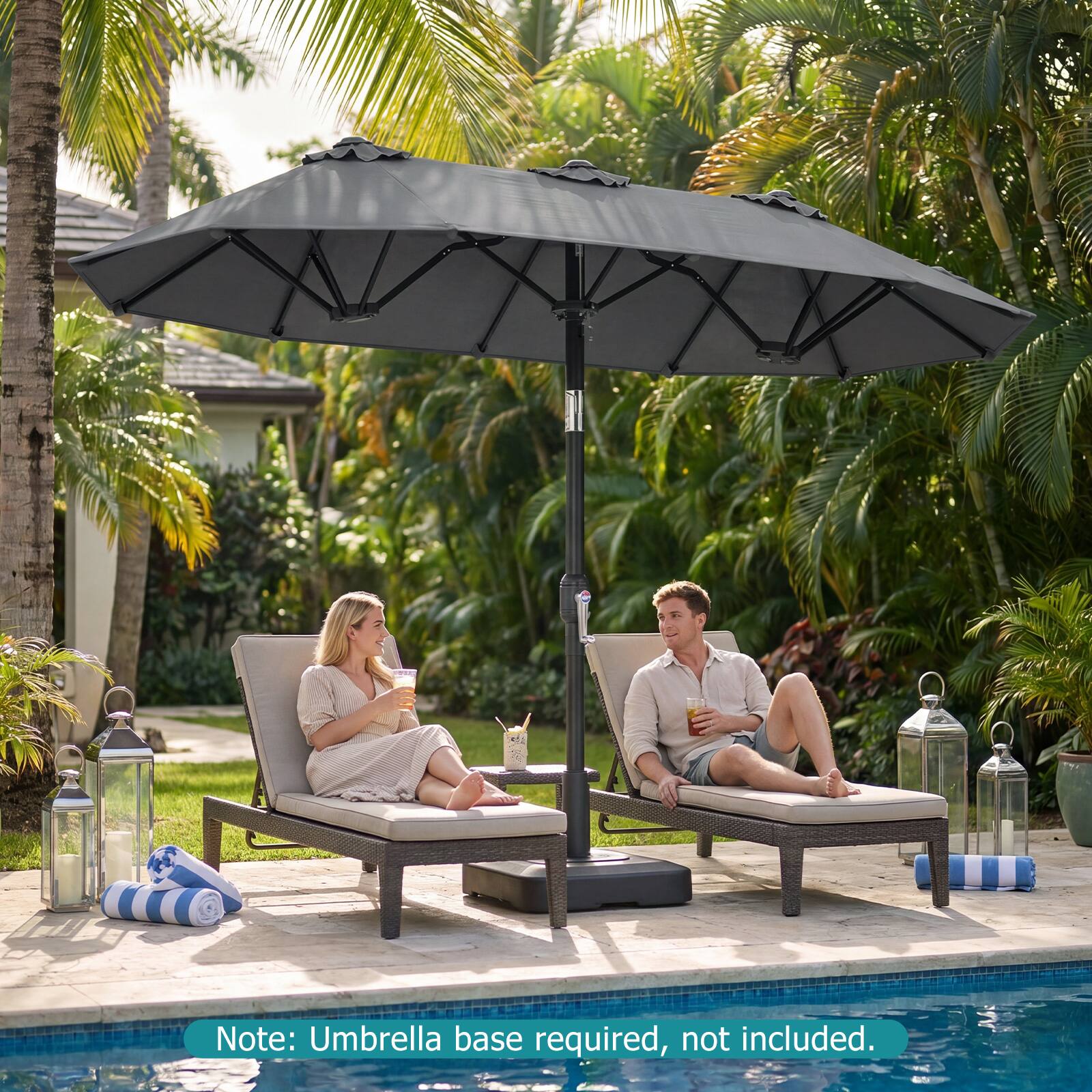 Note: Umbrella base required, not included.