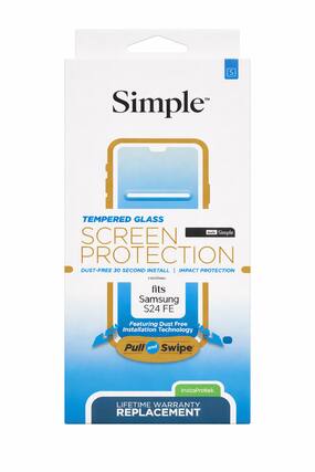 Simple™
TEMPERED GLASS SCREEN PROTECTION
DUST-FREE 30 SECOND INSTALL | IMPACT PROTECTION
fits Samsung S24 FE
Featuring Dust Free Installation Technology
Pull and Swipe
instaProtek.
LIFETIME WARRANTY REPLACEMENT