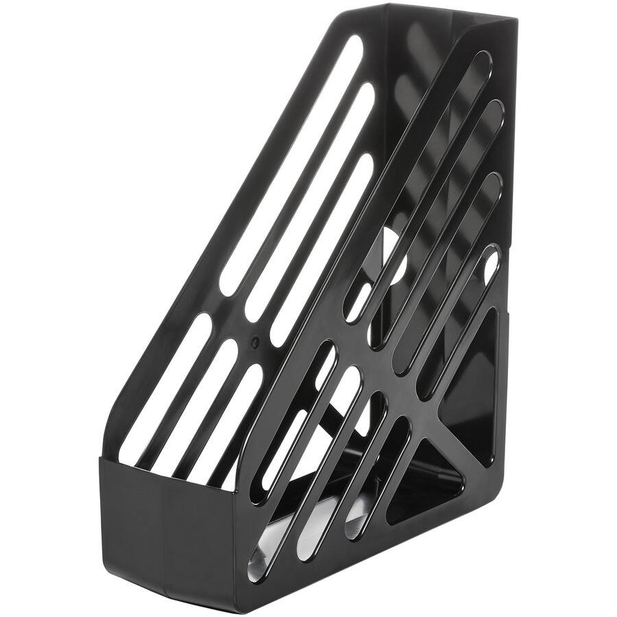 Angle. Deflecto - Deflecto AntiMicrobial Jumbo Magazine File Black Polystyrene - Black.
