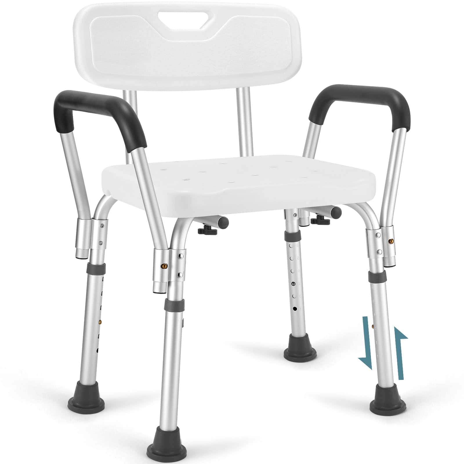 JETRANSPORT - Shower Chair For And With Padded Armrests Adjustable Height Seat Easy To Assemble Heavy Duty Chairs Inside - Default