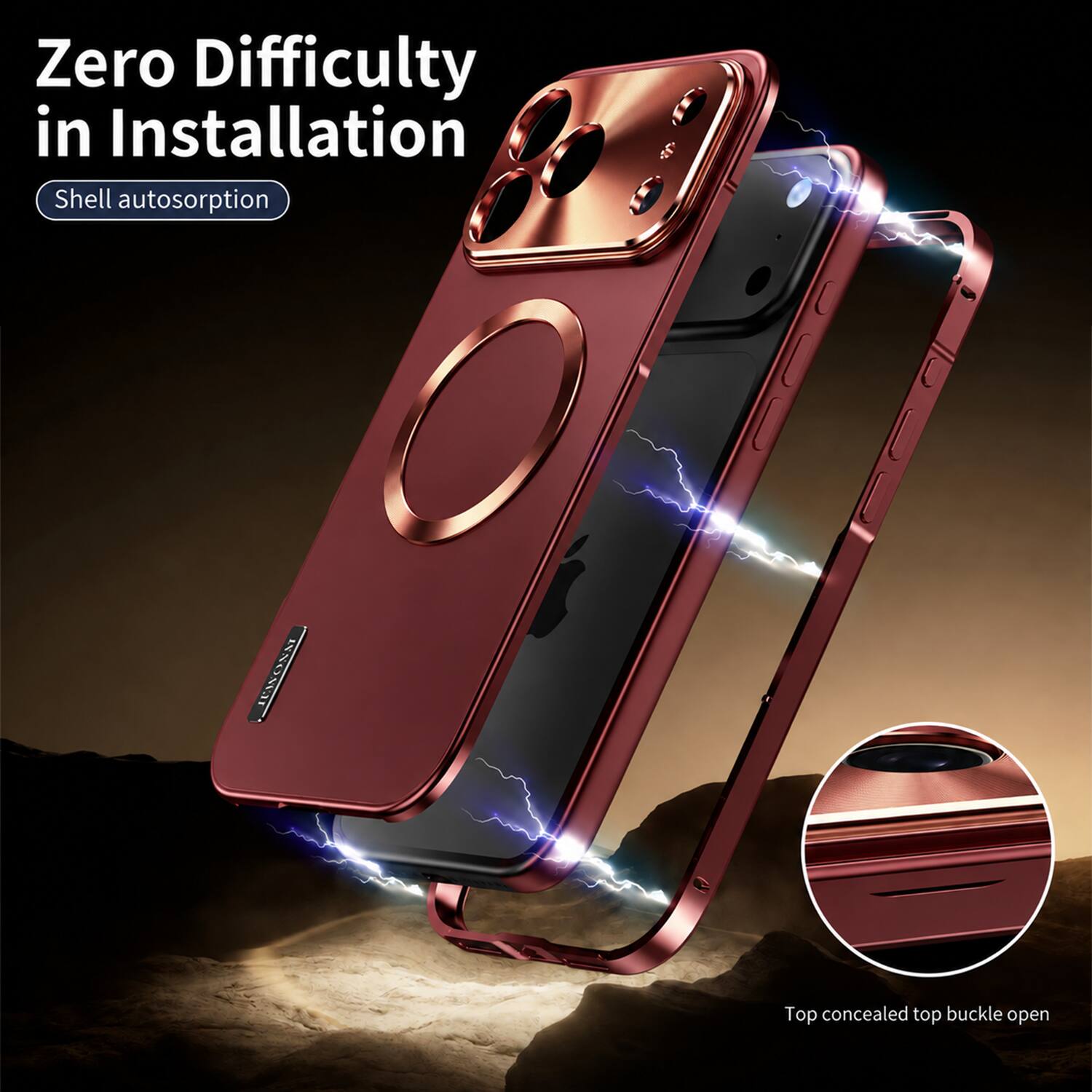 Zero Difficulty in Installation  
Shell autosorption  

JUANONNI  

Top concealed top buckle open