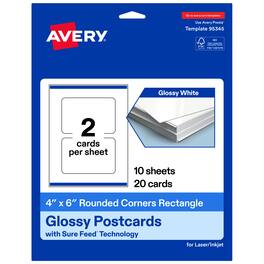 Avery - Cards with Rounded Corners, 4" x 6", Glossy 20ct - White