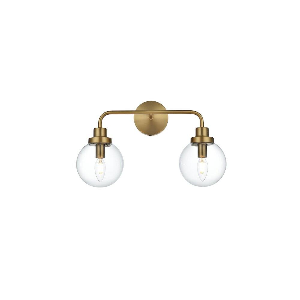 Back. Living District - Hanson 19 inch Wall Sconce in Satin Gold - Satin Gold And Clear.