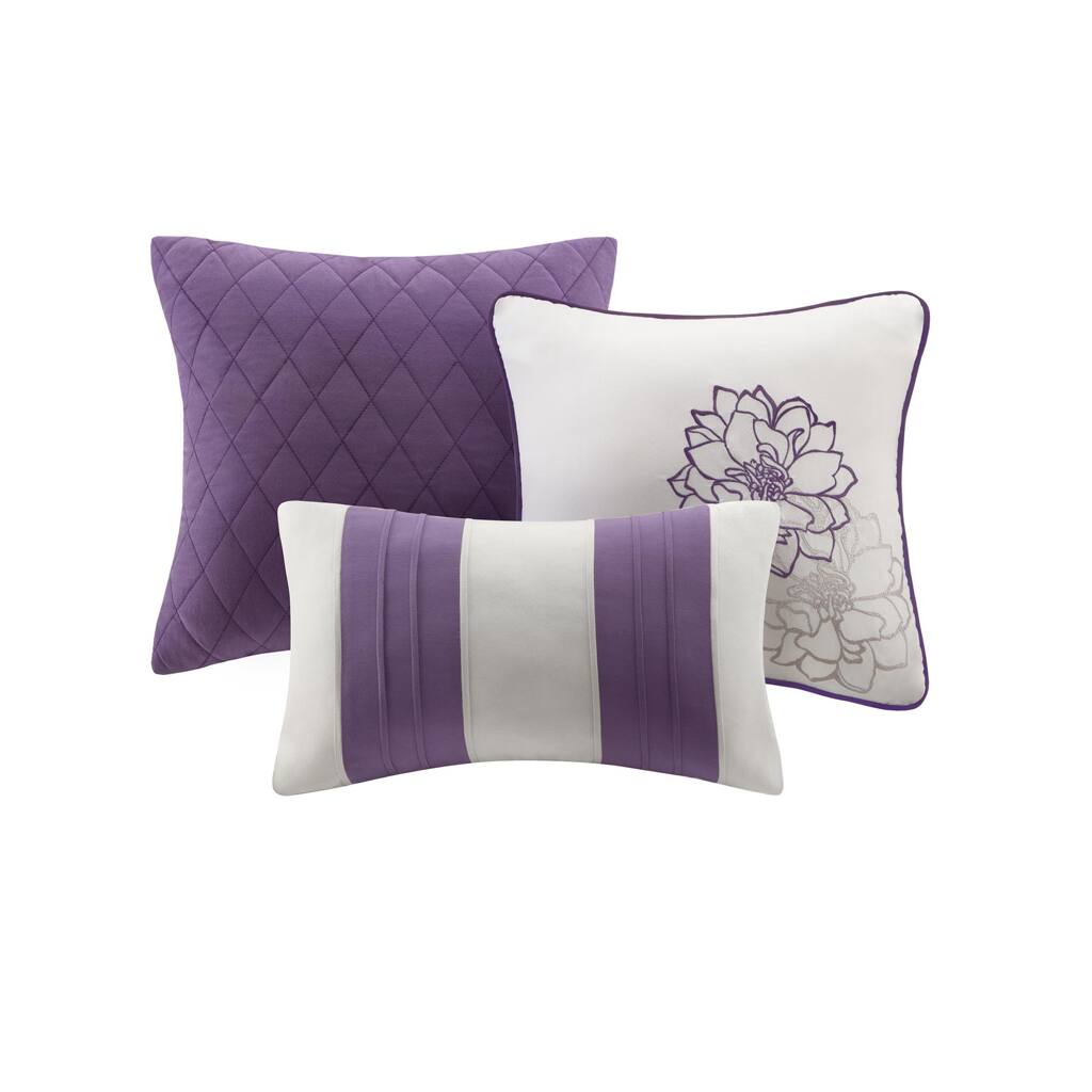 Alt View 3. Gracie Mills - Gracie Mills Glenda Floral Printed Comforter Set - Purple.