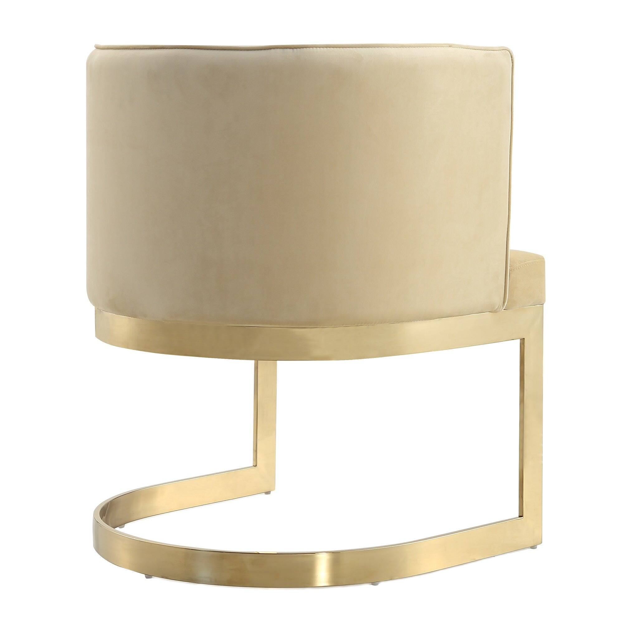 Alt View 3. Manhattan Comfort - Aura Modern Metal Velvet Dining Chair - Set of 2 - Sand.