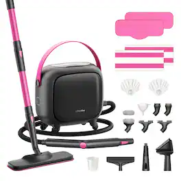 Schenley - 21-in-1 Steam Cleaner, High-Pressure Heavy-Duty Steamer for Deep Cleaning, Large Water Tank, Multi-Purpose - Magenta & Noble Gray