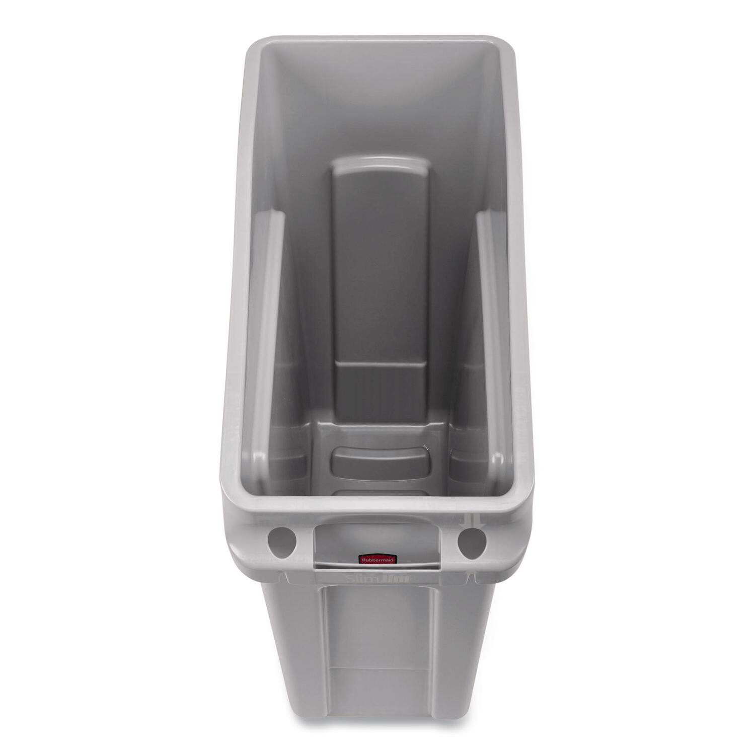 Back. RubberMaid - Slim Jim Under-Counter Container, 13 Gal, Polyethylene, Gray.