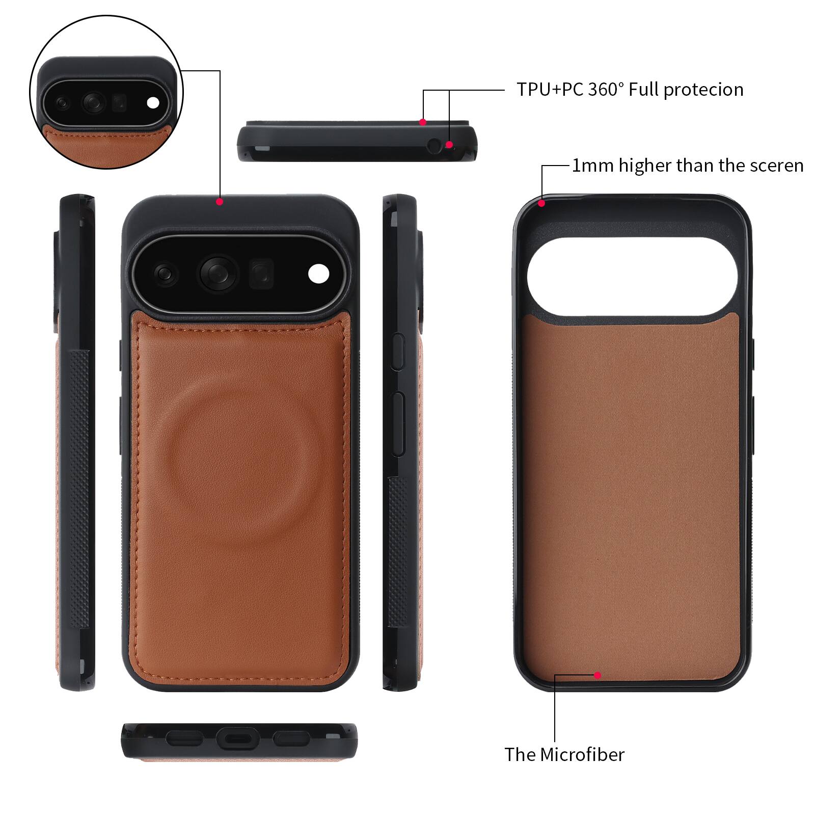 TPU+PC 360° Full protection  
1mm higher than the screen  
The Microfiber