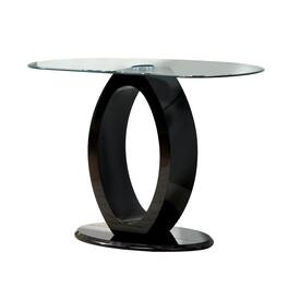 Manhattan Lane - Contemporary Tempered Glass Top Sofa Table with O Shape Base - Black