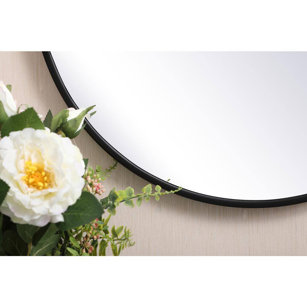 Back. Elegant Decor - Metal frame round mirror 21 inch in Black - Black.