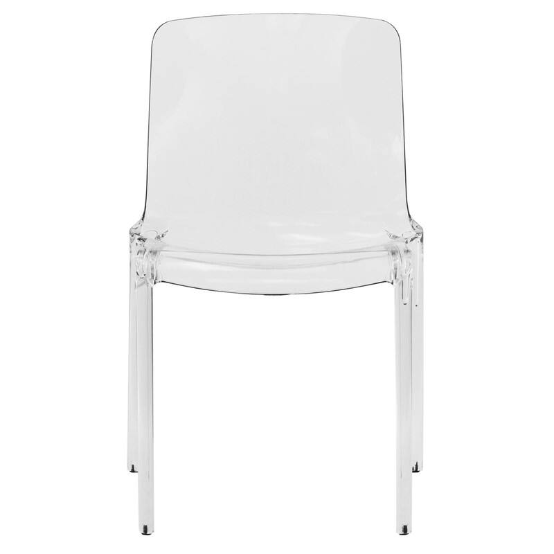 Left. LeisureMod - Murray 2-Pieces Modern Plastic Stackable Dining Chair for Home & Kitchen - Clear.
