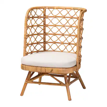 Front. bali & pari - Tania Bohemian Rattan Accent Chair - Light Honey.
