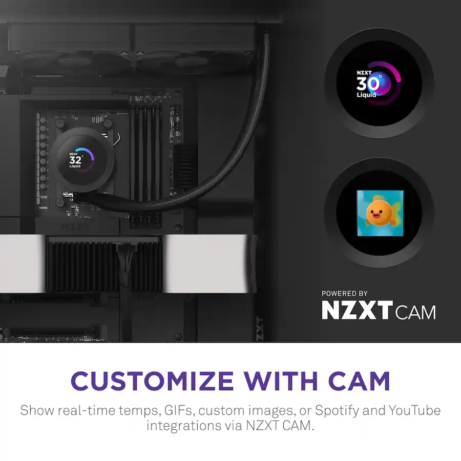 Nzxt Image NZXT Kraken Plus 280mm Radiator CPU Liquid Cooler (2 x 140mm F140P Fans ...