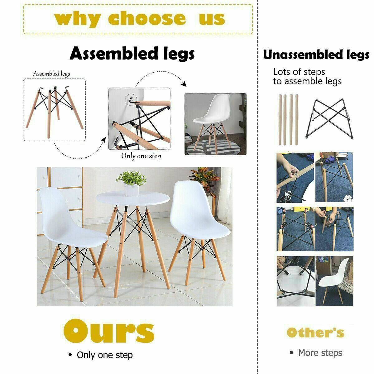 **Why choose us**

**Assembled legs**

- Assembled legs
- Only one step

**Unassembled legs**

- Lots of steps to assemble legs

**Ours**

- Only one step

**Other's**

- More steps