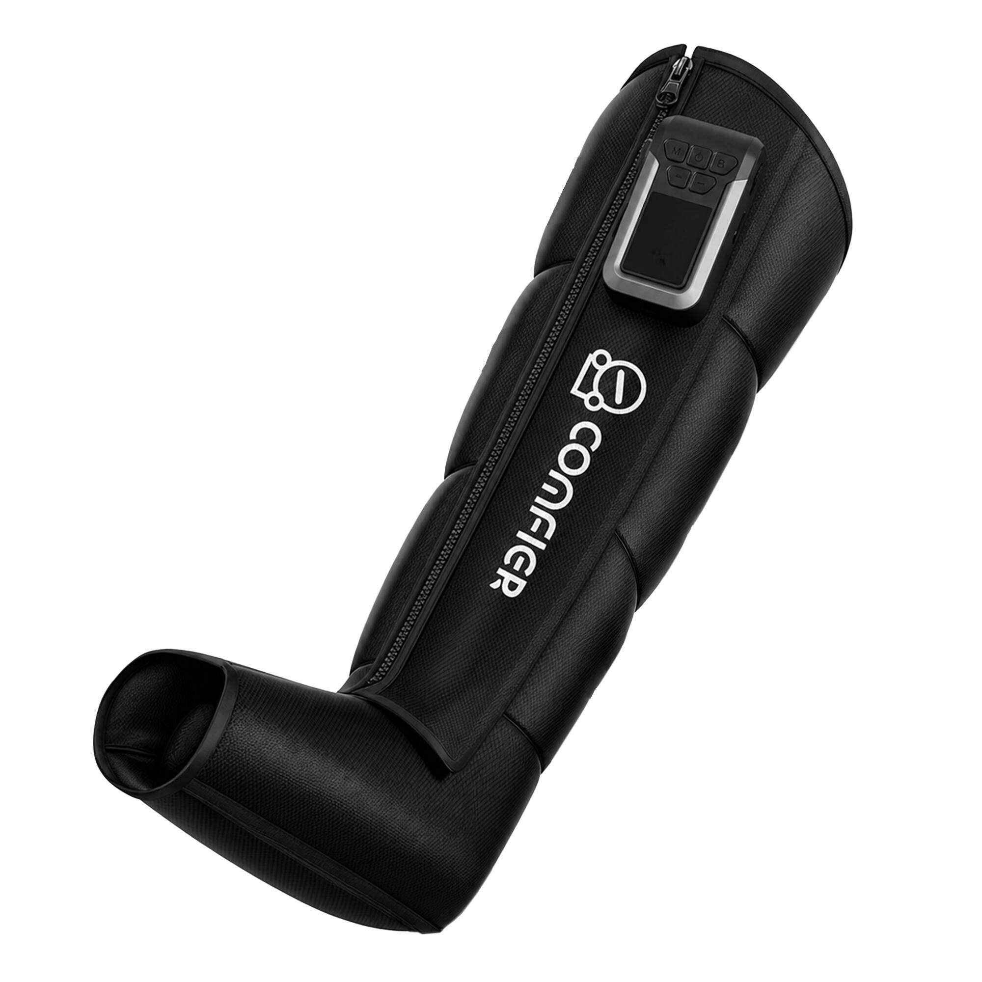 Front. Comfier - Professional Cordless Leg Compression Massager Boots - Black.