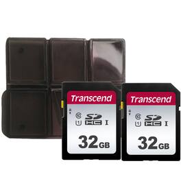 Transcend - 2x 32GB SDXC/SDHC 300S Memory Card TS32GSDC300S + Memory Card Holder