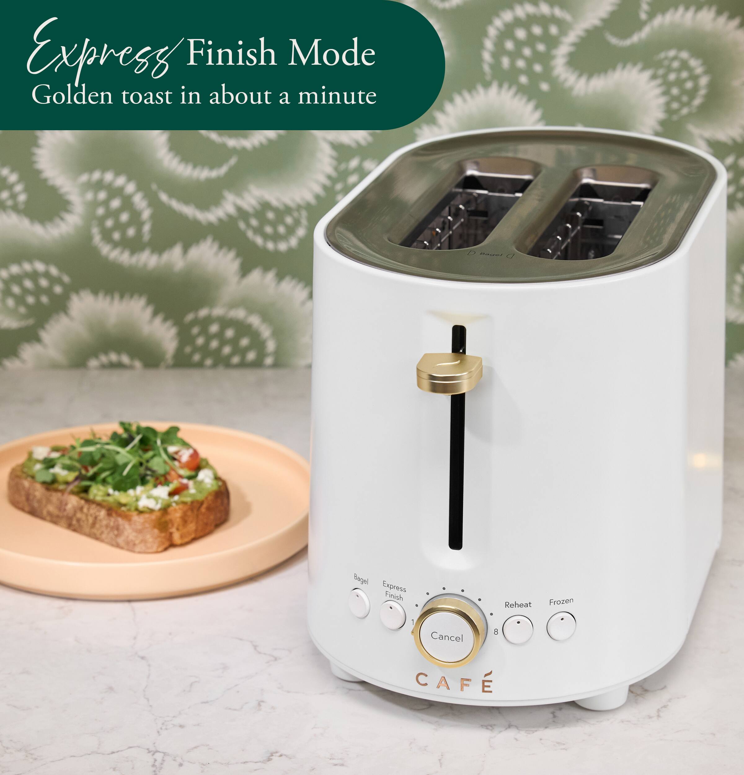 Express Finish Mode  
Golden toast in about a minute  

Bagel Express Finish  
Reheat Frozen  
1  
Cancel  
8  
CAFÉ