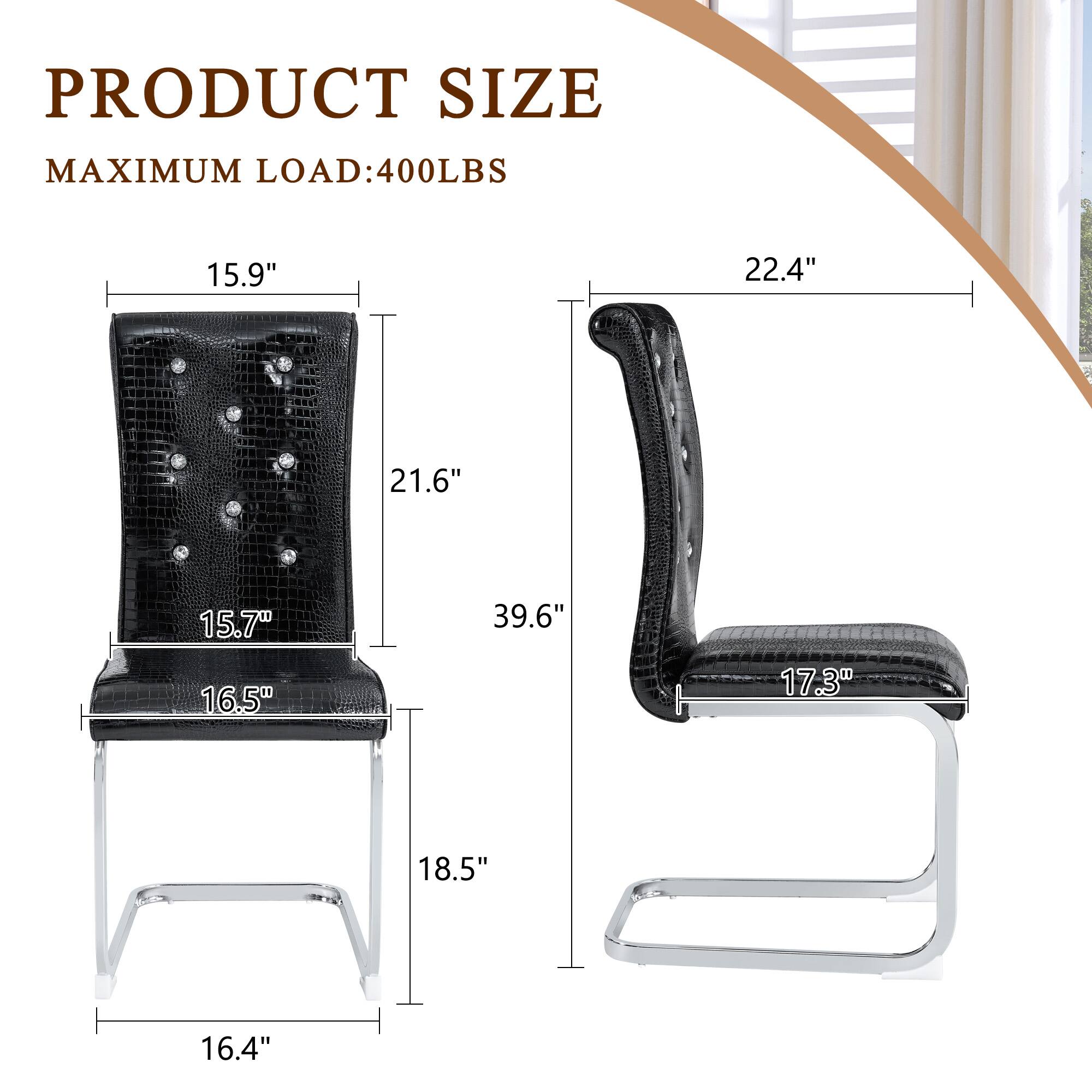 PRODUCT SIZE  
MAXIMUM LOAD: 400LBS  

15.9"  
21.6"  
15.7"  
16.5"  
18.5"  
16.4"  

22.4"  
39.6"  
17.3"