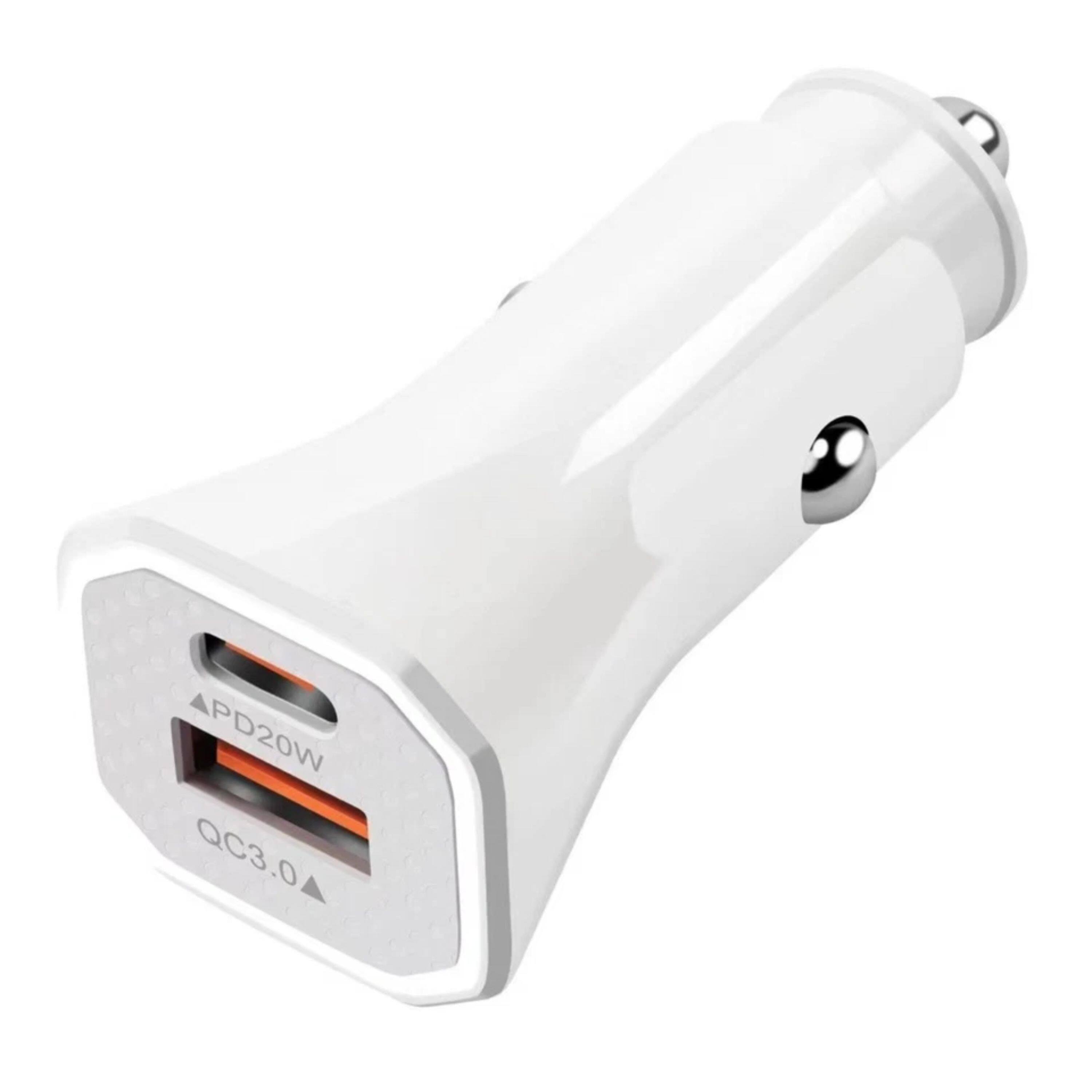 Kitcheniva - High-Speed Car Charger Dual USB-C PD 30W iPhone Series White