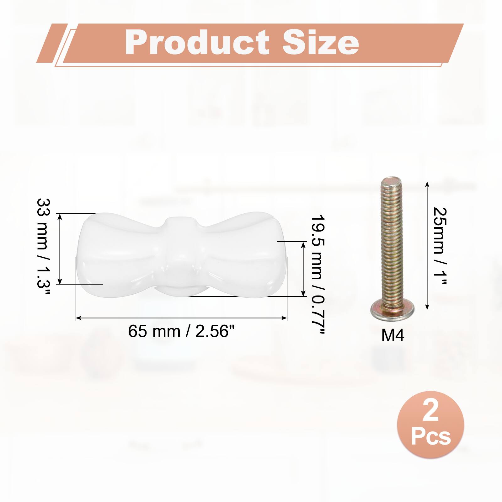 Product Size

33 mm / 1.3" / 1.3"  
65 mm / 2.56" / 19.5 mm / 0.77"  
M4 25mm / 1"  
2 Pcs