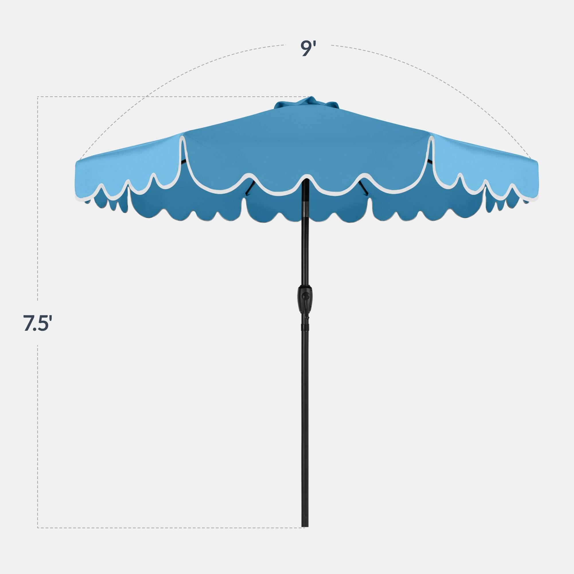 Alt View 1. Best Choice Products - Best Choice Products 9ft Patio Market Umbrella with Scallop Trim, Fade-Resistant, Crank & Tilt, Wind Vent - Sky Blue - Sky Blue.