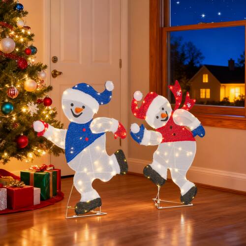 Alt View 9. Winado - 2PCS Portable Christmas Running Snowman 3FT with Lights, Pre-lit 2D for Indoor Outdoor Yard Holiday Party Decorations - Multicolor.