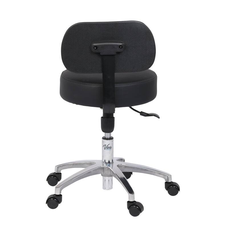 Back. Viva Comfort - Office Stool with Contoured Backrest and Antimicrobial Upholstery, 250lb Capacity, Pneumatic Height - Black.