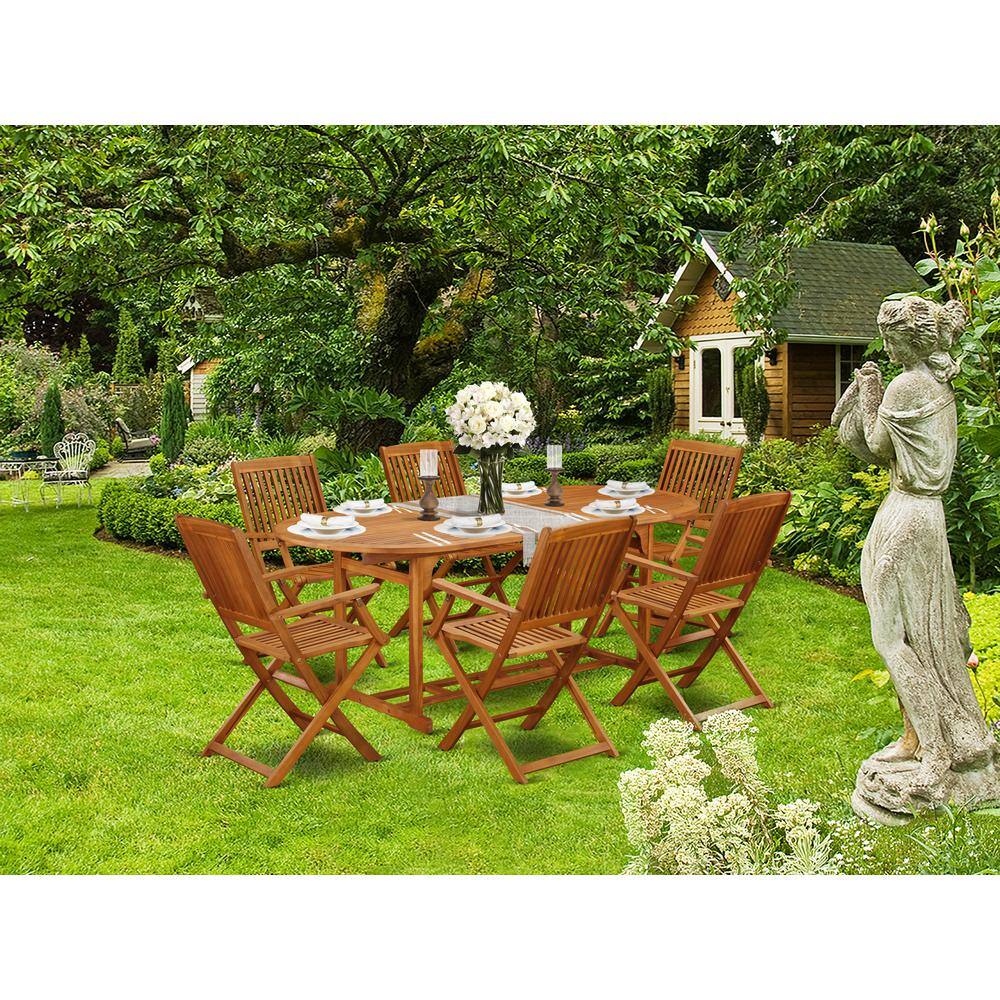 Back. East West Furniture - Wooden Patio Set Natural Oil - Brown.