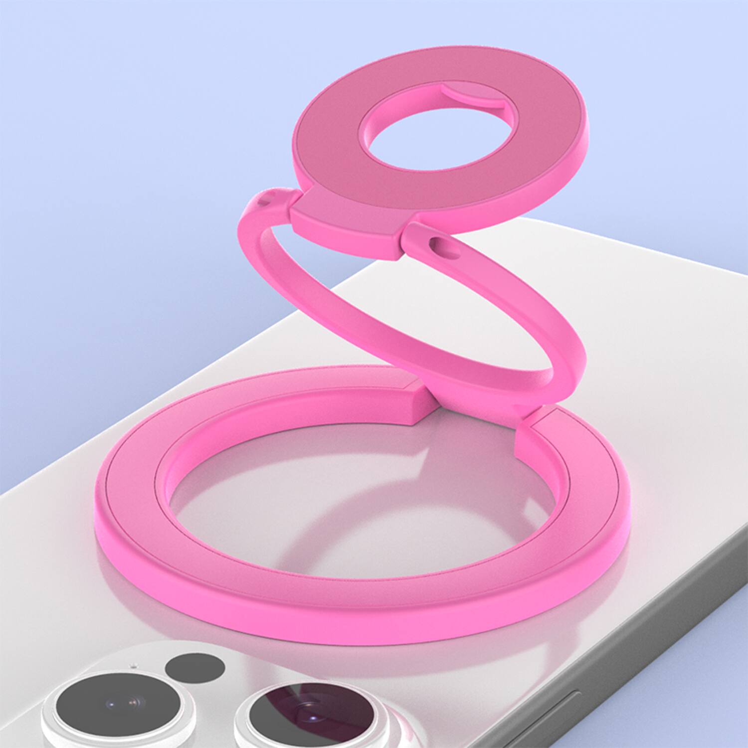 Angle. Dteck - Three-Foldable Double-Sided Phone Kickstand,Car Mount Compatible,Mag Safe Magnetic Phone Ring Stand,Metal Phone Holder - Rose.