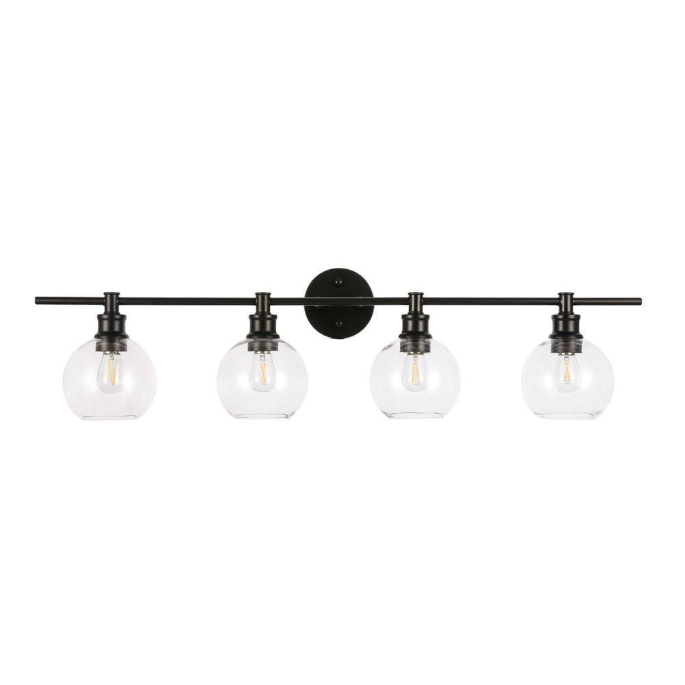 Alt View 1. Living District - Collier 4 light Black and Clear glass Wall sconce - Black And Clear Glass.