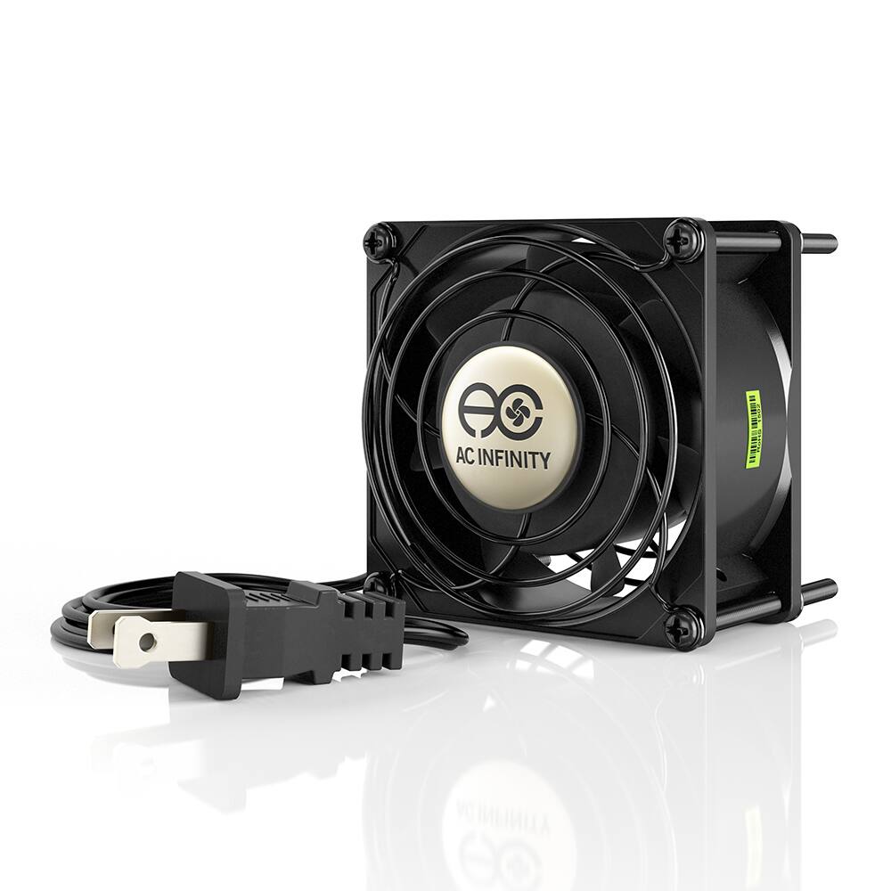 Front. AC Infinity - AXIAL 8038, 120V AC Muffin Low Speed Cooling Fan, 80mm x 80mm x 38mm - Black.